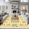 thumbnail image 4 of Area Rug for Living Room, Yellow Lemons Non-Slip Indoor Large Carpet for Bedroom/Dining Room, Floral Wreath Leaves Buffalo Plaid Washable Low-Profile Rectangle Floor Runner Rugs - 5 x 7 Ft, 4 of 7