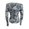 thumbnail image 2 of Hippie Rose Juniors' Waffle-Knit Lettuce-Edge Top (L, Grey Camo), 2 of 3