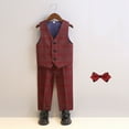 thumbnail image 3 of OGLCCG Boys' 3-Piece Formal Vest Suit Set V Neck Sleeveless Button Down Vest with Pants and Bowtie Fashion Plaid Dresswear Suit Set 1-12 Years, 3 of 3
