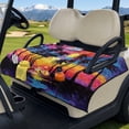 thumbnail image 3 of Xixirimido Portable Golf Cart Seat Cover with 4 Pocket Quilted Golf Cart Seat Blanket with Handle Foldable Club Car Seats Towel Fits 2-Person Golf Carts, Sunset Glow Palm Trees, 3 of 8