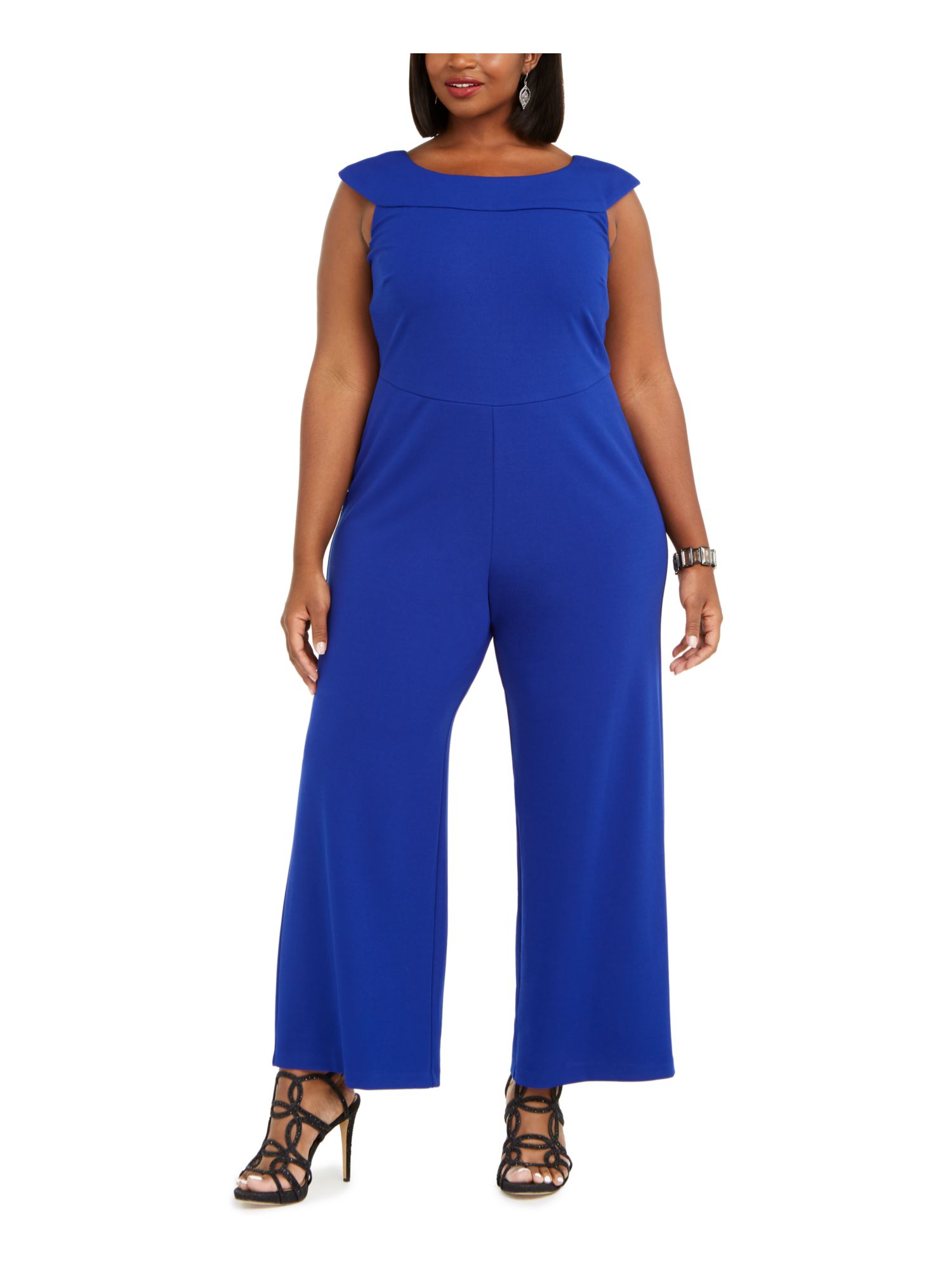 Plus Size Glitter Ruffle Sash Jumpsuit 