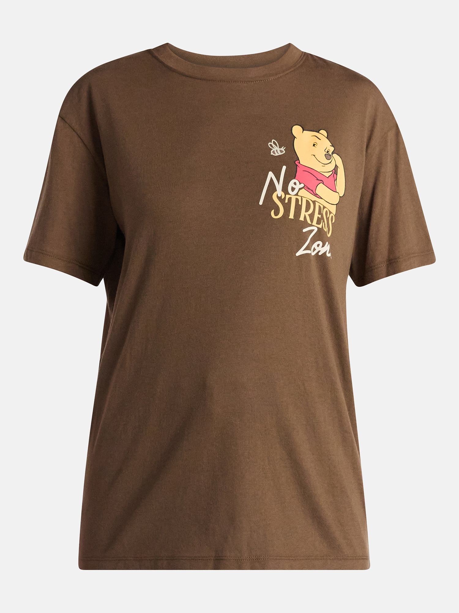 Disney Women's Winnie The Pooh Front Back Graphic Tee with Short Sleeves, Sizes XXS-XXL