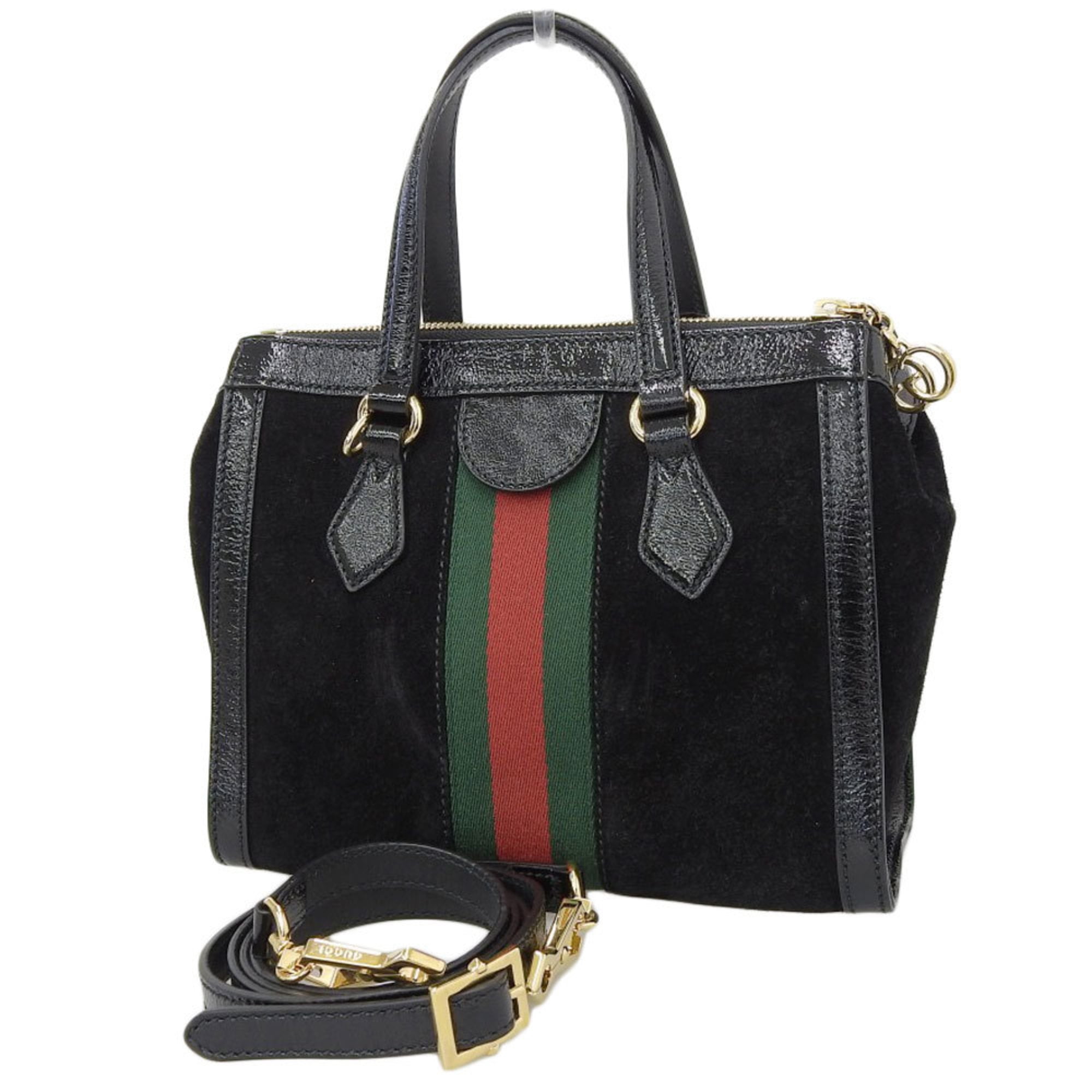 Authenticated Used GUCCI Gucci Ophidia Sherry Line Shoulder Bag Pochette  Leather Black Green Red 517350 