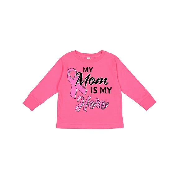 Inktastic My Mom is My Hero Breast Cancer Awareness Boys or Girls Long Sleeve Toddler T-Shirt