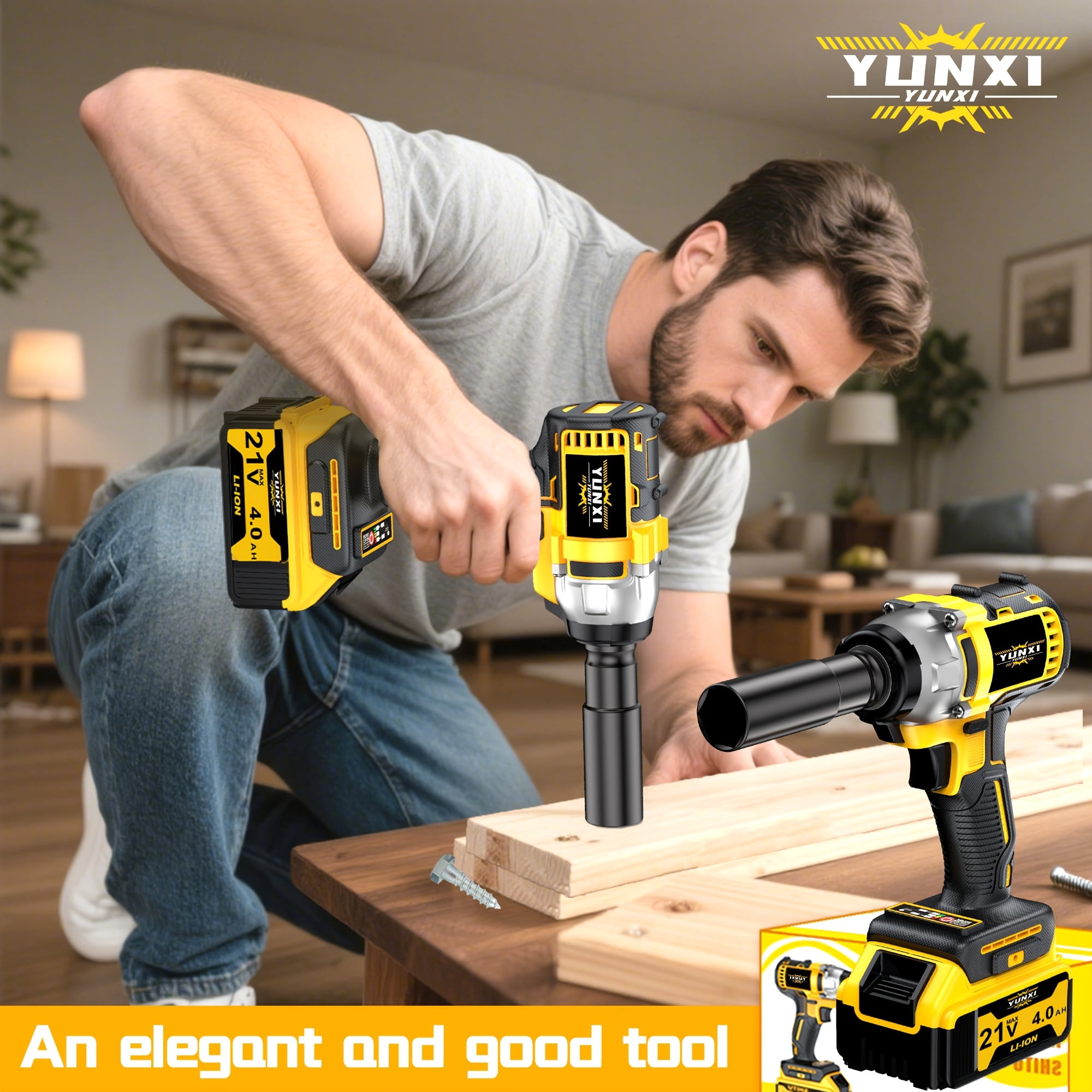 DGB Cordless Impact Wrench, High Torque Rechargeable Power Tool for Automotive Tire Changes and Fastening Repairs