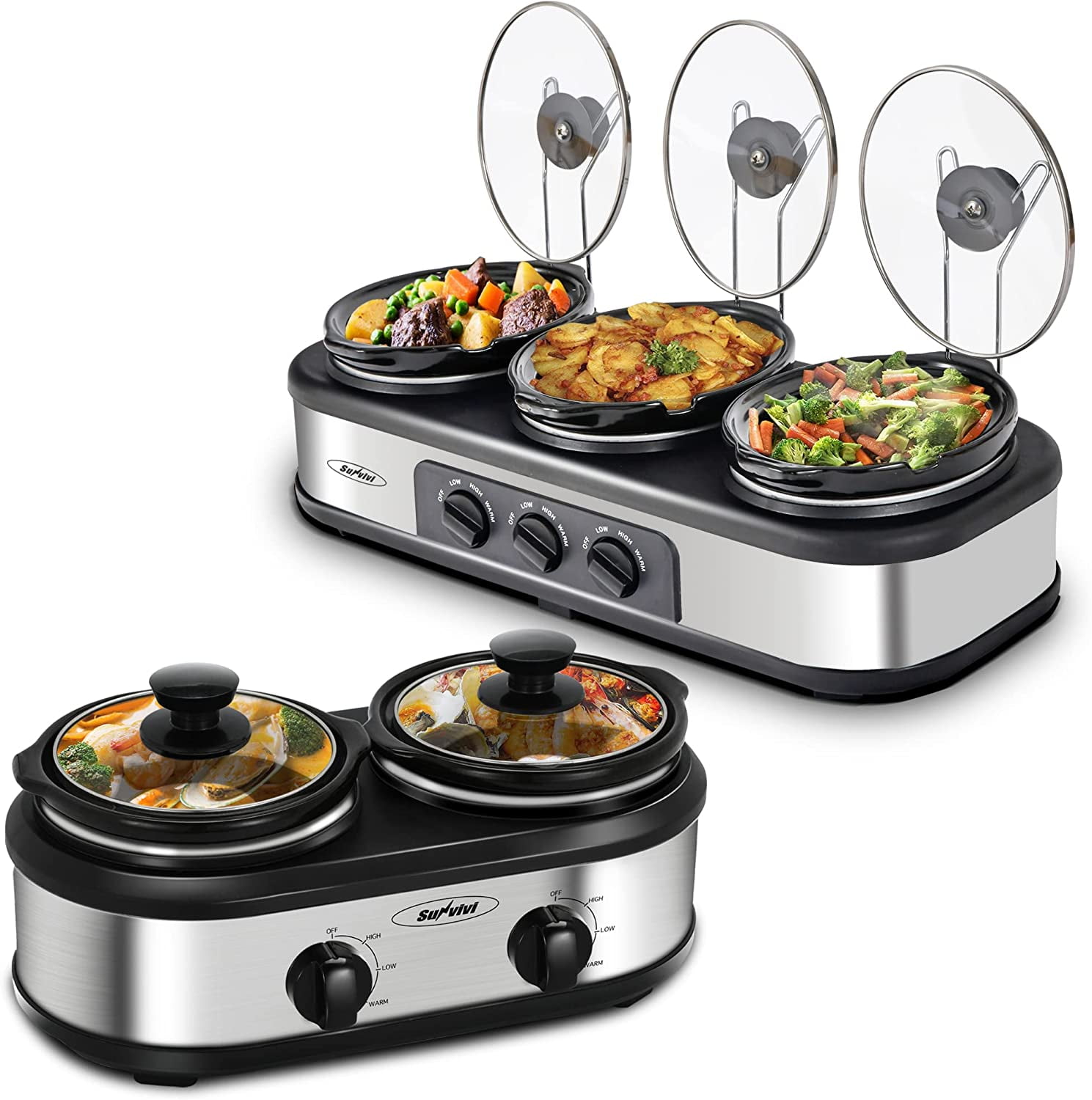 Slow Cooker, Dual and Triple Slow Cooker Buffet Server Multiple Pot