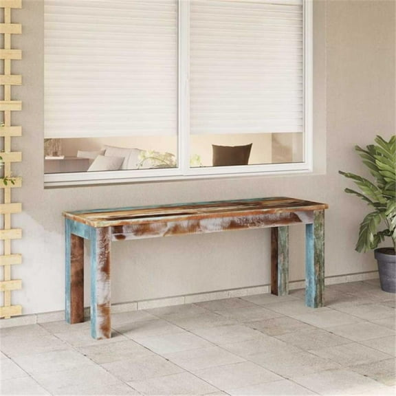 Pemberly Row Solid Reclaimed Wood Medium Durable Bench in Multicolour