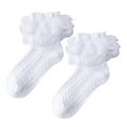 thumbnail image 5 of Mgmyaa 5PC Ankle Socks Breathable Cotton in Solid with Lace Detail for Daily Party All Season Girls Ages 1-13 Years, 5 of 7