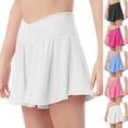 thumbnail image 5 of XIMIN Girls Butterfly Shorts Crossover High Waisted Athletic Shorts with Pockets 2 in 1 Flowy Running Skorts for Teen Tennis Running Workout (7-8 Years, Red), 5 of 5