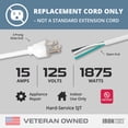 thumbnail image 2 of Iron Forge Cable 12 Gauge Power Cord Replacement - 6ft,15 Amp White Heavy Duty, 12/3 SJT 3 Prong Cable - for Appliances & Power Tools, NEMA 5-15P, 2 of 7