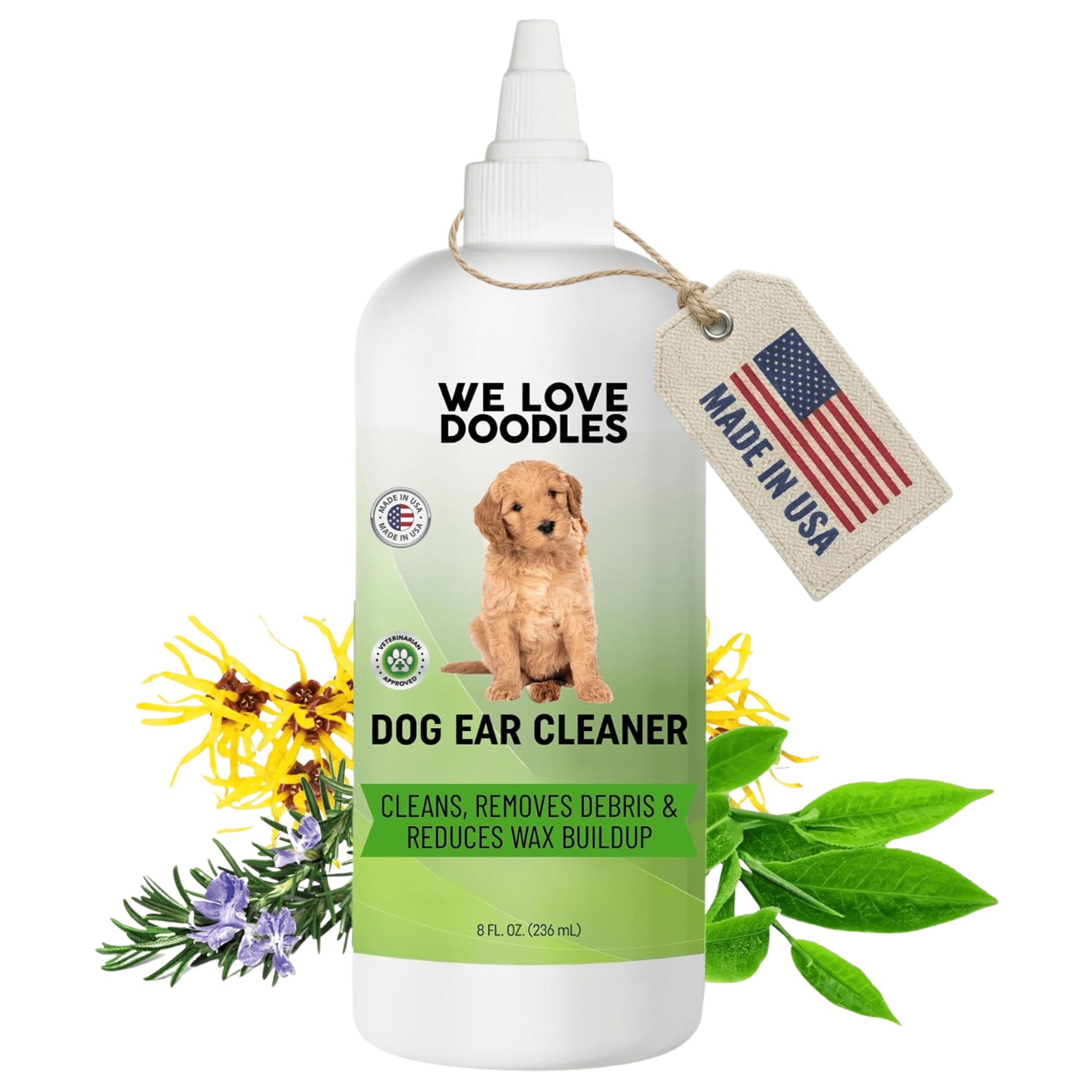 Clean Dog Ear Cleaner | Ear Wash for Dogs | Made in USA | Clean | Clean Ear Drops | Prevents Infection, Itching & Odor | Puppy Ear Cleanser | Pet Cleaning Ears Solution [We Love Doodles]