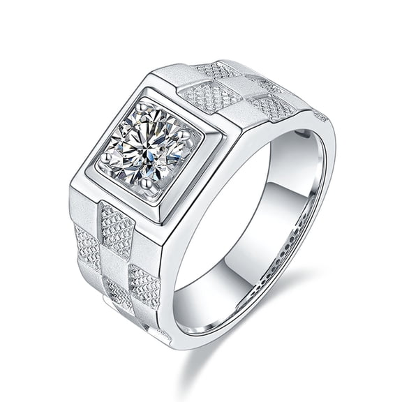1 Carat Moissanite Rings for Men Engagement Ring Mens Diamond Wedding Bands 18K Sterling Silver Moissanite Promise Rings Moissanite Jewelry for Men