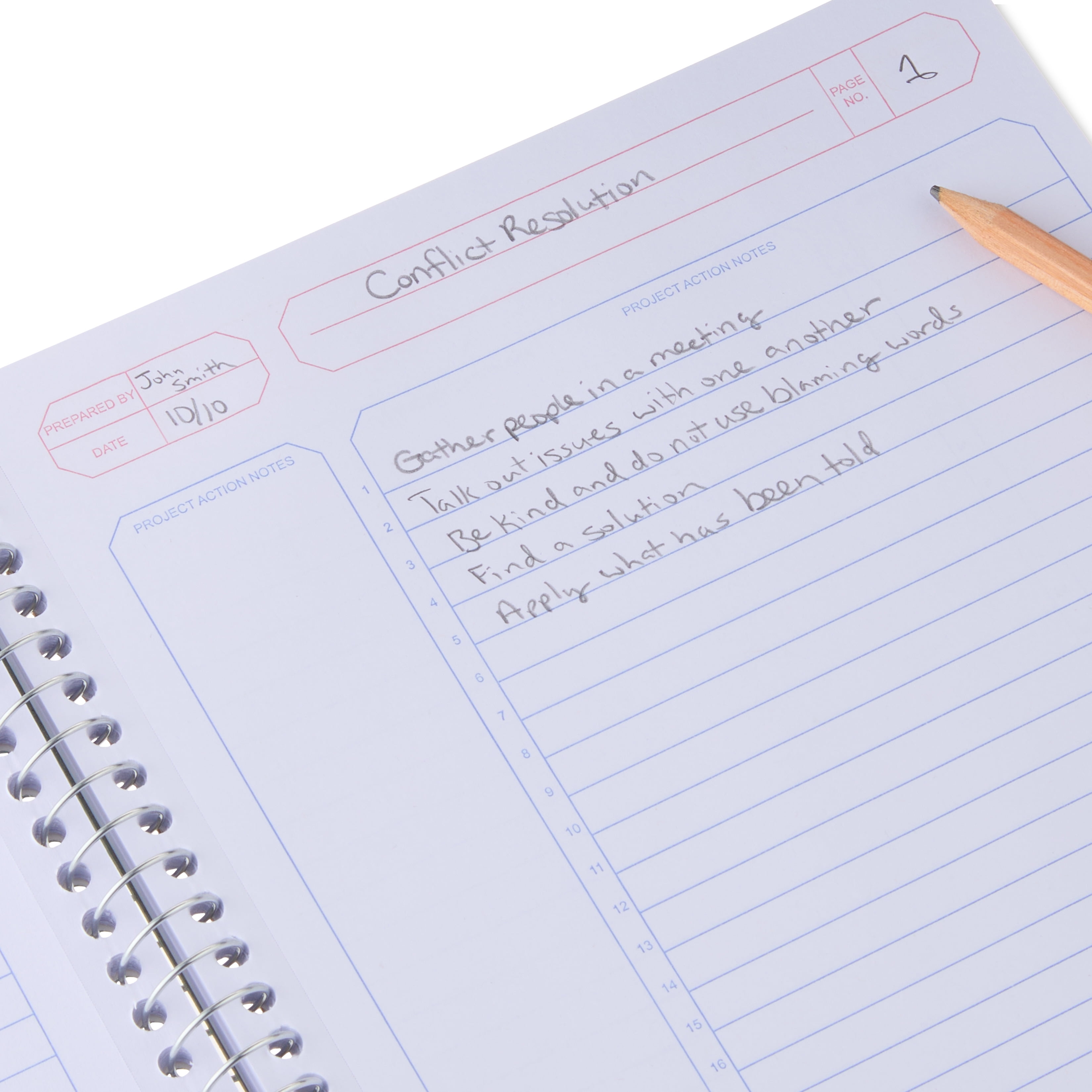 Pen+Gear Project Planner with Numbered Lines, White, 9.5" x 7.25", 100 Sheets