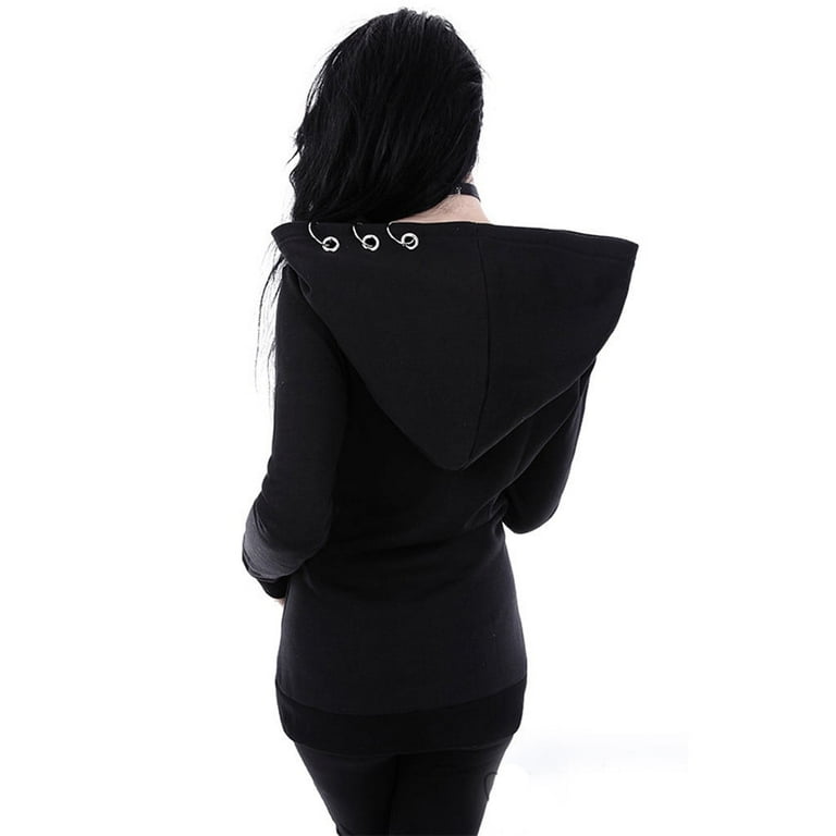 CAMDOM Cool Girl Women's Gothic Punk Long Sleeve Hoodie Fashion Street Style Sweatshirt Brown S CAMDOM Cool Girl Women's Gothic Punk Long Sleeve Hoodie Fashion Street Style Sweatshirt Brown S