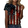 thumbnail image 2 of Jinhomg Women's 4th of July Shirts 3/4 Sleeve Patriotic Shirts Independence Day USA Flag Printed Star Striped Tops Plus Size Holiday Party Clothes Multicolor S, 2 of 5
