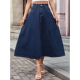 thumbnail image 5 of Women's A Line High Wasited Long Maxi Jean Below Knee Length Flared Midi Denim Skirts Skirt M, 5 of 9