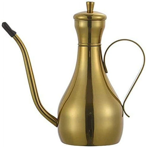 Zhuge Lata de aceite de oliva, botella dispensadora de aceite de acero inoxidable, recipiente para condimentos, botellas, accesorios de herramientas de cocina, bote para salsa de soja de 500 ml