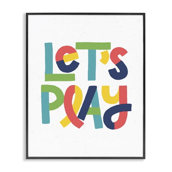 Stupell Industries Contemporary Let's Play Motivational Kids' Phrase Bold Playful Typography Black Framed Giclee Art, 11 x 14, by Raye Allison Creations