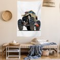 thumbnail image 2 of Cars Tapestry, Extremely Large Giant Monster Pickup Truck with Huge with Oversized Tires Race Illustration, Wall Hanging for Bedroom Living Room Dorm Decor, 60W X 80L Inches, Multi, by Ambesonne, 2 of 5