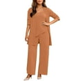 thumbnail image 3 of Women's Lounge Sets 3 Piece Tank Top with 3/4 Sleeve Cardigan Casual Outfits Baggy Wide Leg Pants Sweatsuit Earthy Yellow XXL, 3 of 5