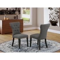 Parson Chairs Set of 2 - Stylish Mid Century Dining Chairs - Black Finish, Grey Fabric