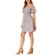 thumbnail image 4 of Vestido A-Line con hombros descubiertos de flores impresas de INSPIRE CHIC color azul claro XS, 4 of 5