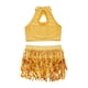 thumbnail image 5 of Traje de baile latino de Samba para niños y niñas, traje de baile con lentejuelas, Top con cuello Halter calado, pantalones cortos con flecos y lentejuelas, 5 of 5