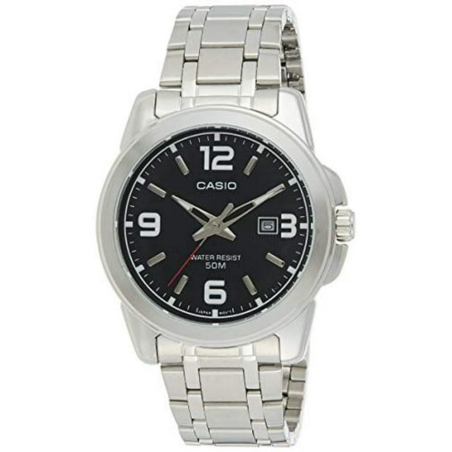 Casio Montre à Quartz pour Homme MTP1314D-1AV en Acier Inoxydable Argenté avec Cadran Noir