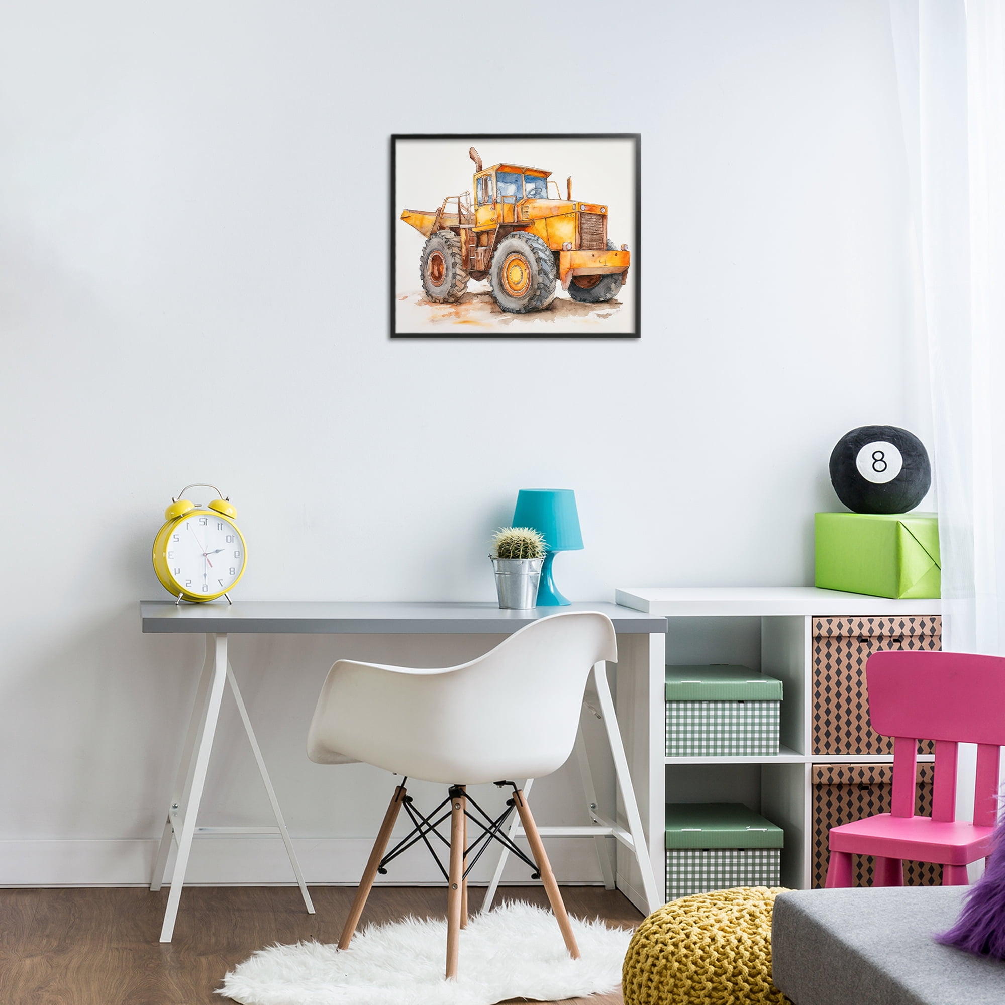 Stupell Industries Construction Truck Whimsicality Black Framed Giclee Art, design by Steve Hunziker