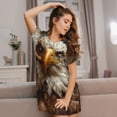 thumbnail image 3 of Sikiie Funny Bald Eagle Print Women's Short-sleeved Nightdress, Round Neck Pullover Nightdress Pajamas Summer Home Wear, 3 of 6