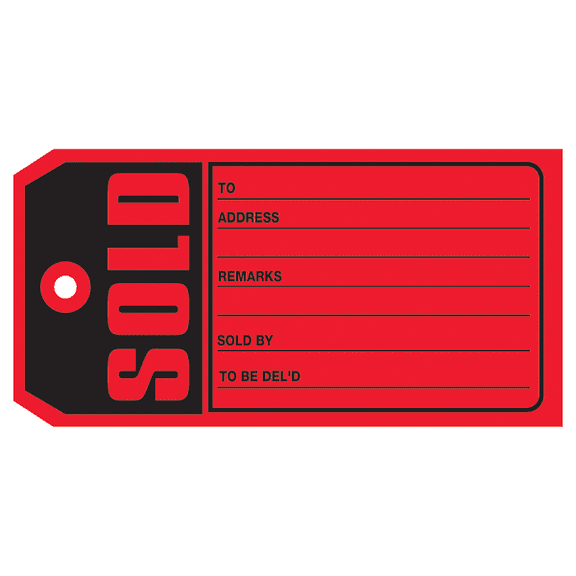 Box Partners Sold Tag,10 Point Card Stock,4.75x2 3/8,RD,1K/CS - BXP G2525
