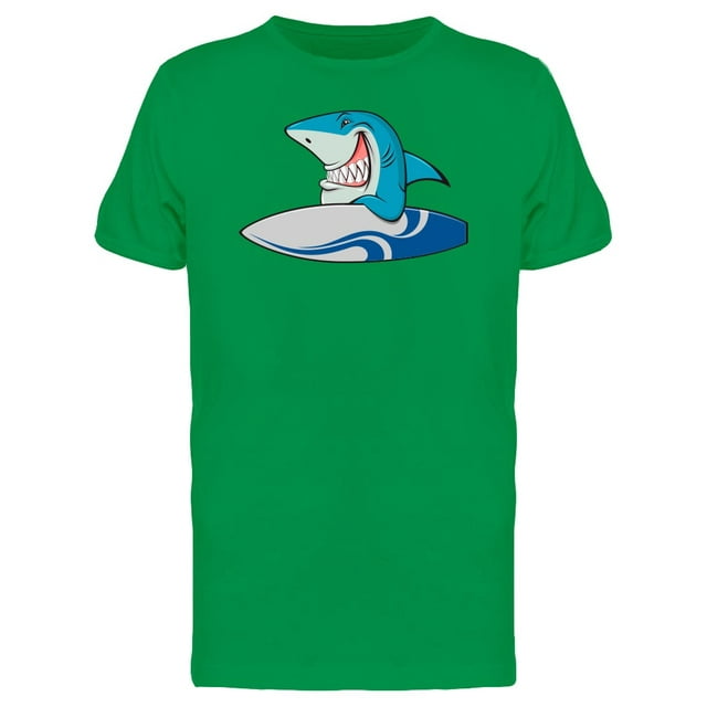 White Shark With Surfboard Tee Men's -Image by Shutterstock