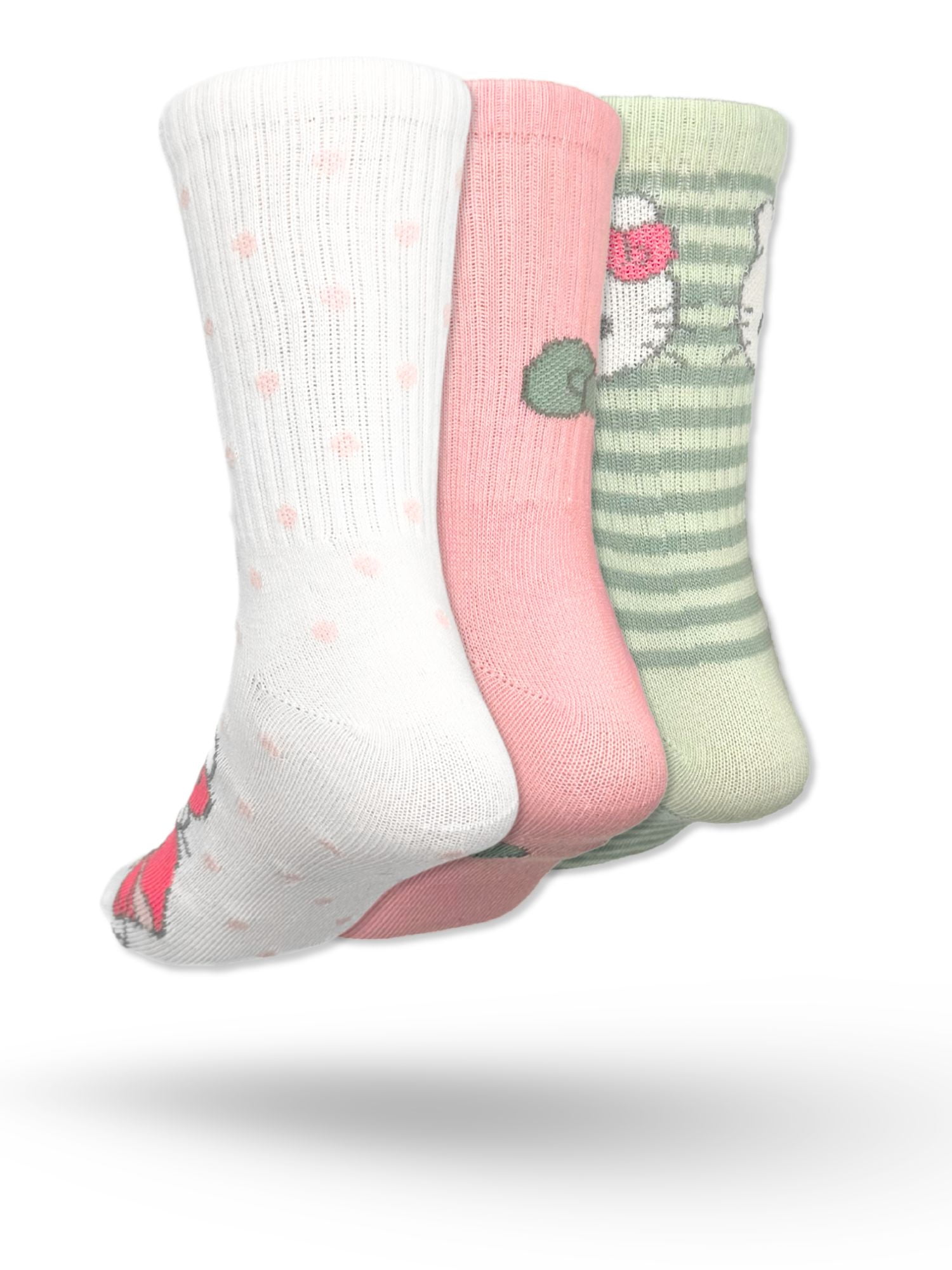 Hello Kitty Girls Mid-Crew Socks, 3-Pack, Sizes S/M-M/L