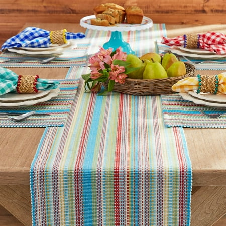 

The Pioneer Woman Chunky Stripe Placemat Table Runner Napkin and Napkin Ring Set 13 Piece Multi-color
