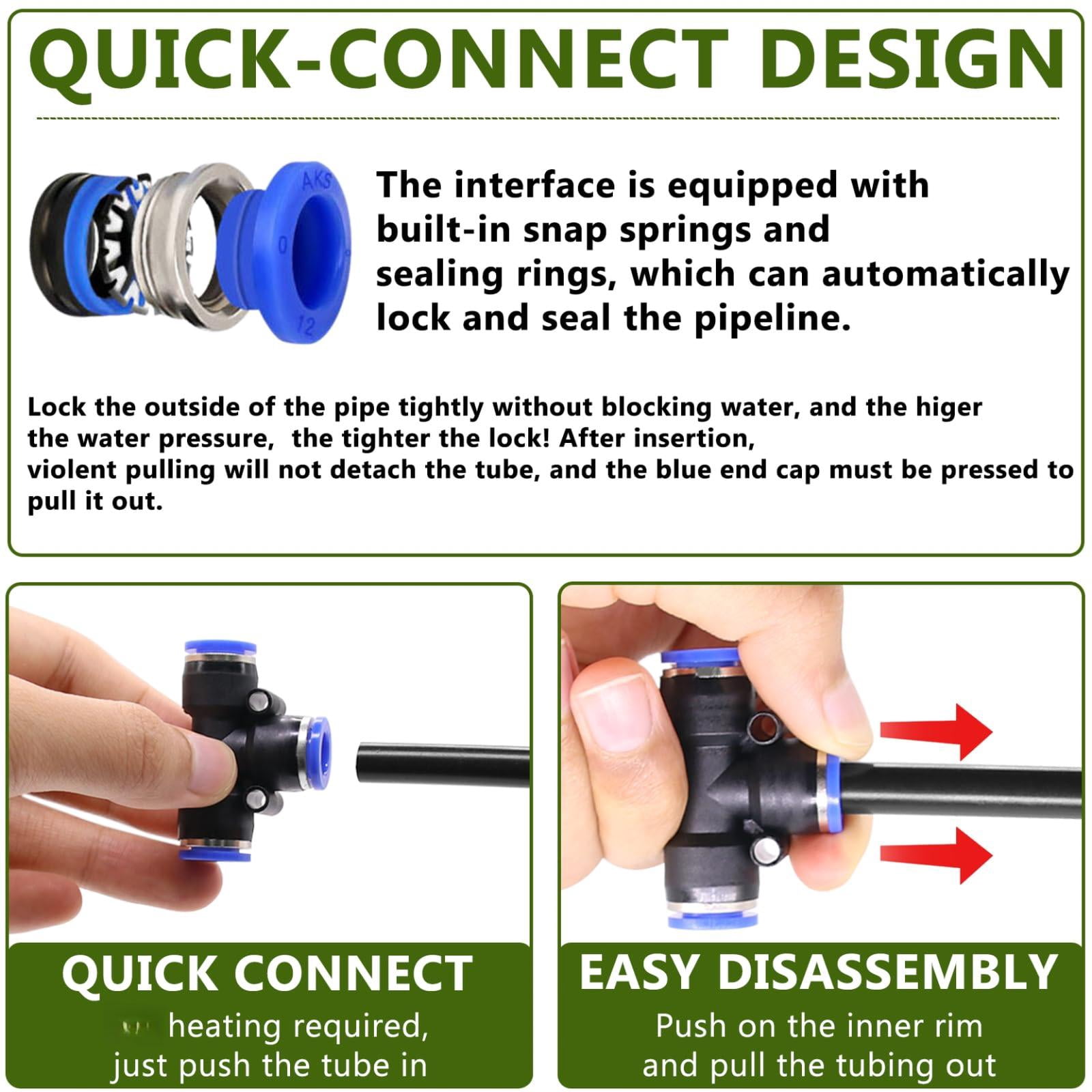 65.6ft/20m Drip Irrigation System  360° Bendable For Garden Watering With Quick Connector And Adjustable Nozzles Kit Greenhouse Yard Plants