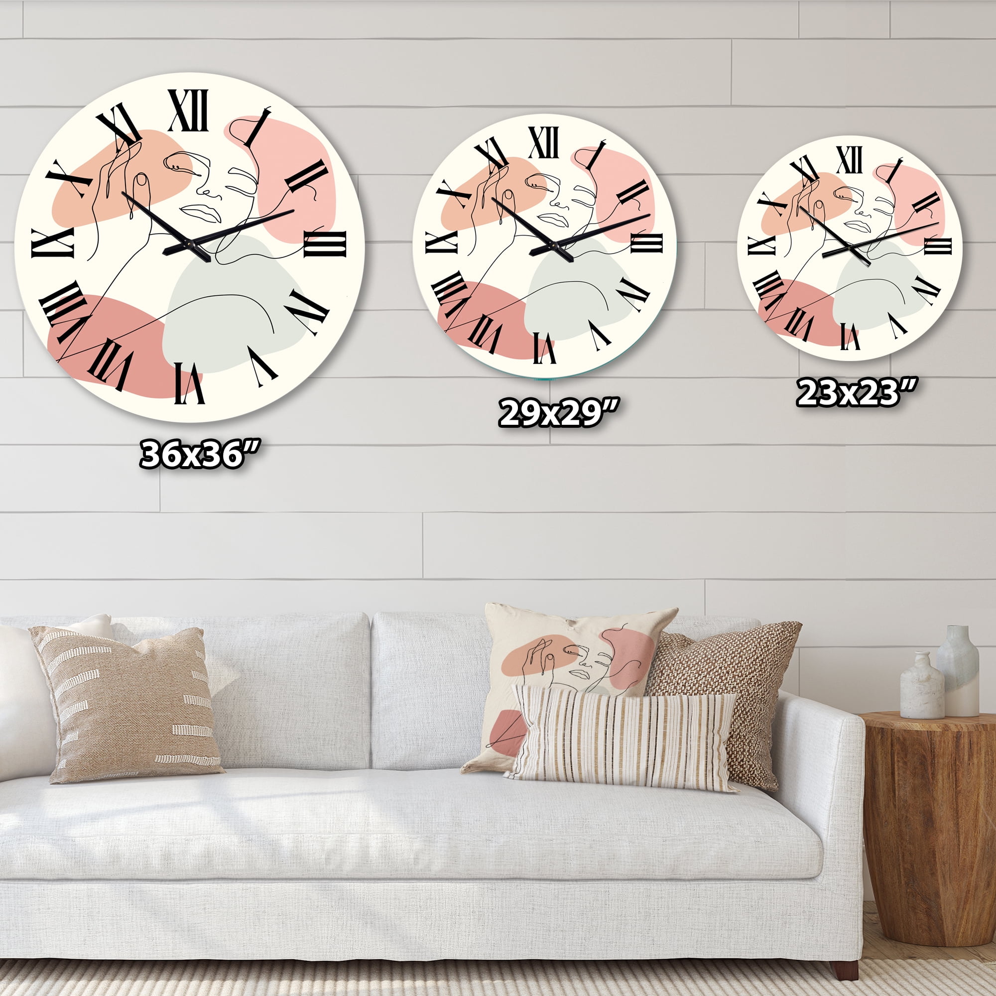Designart 'Continuous Line Portrait Of Woman In' Modern Wall Clock