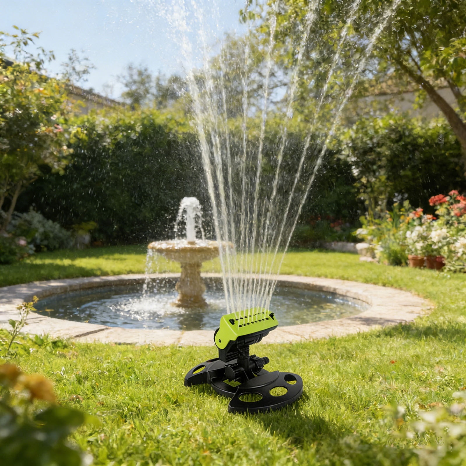 2026 Upgraded 16 Nozzle Oscillating Sprinkler with Water Timer for Yard Garden Irrigation Efficient Coverage Construction Easy Assembly and Wide Range Watering