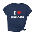 thumbnail image 3 of Alun I Love Canada T-Shirts for Women Summer Crew Neck Short Sleeve Casual Graphic Tees Lightweight Soft Comfortable for Canada's National Day Wear Navy XXL, 3 of 3