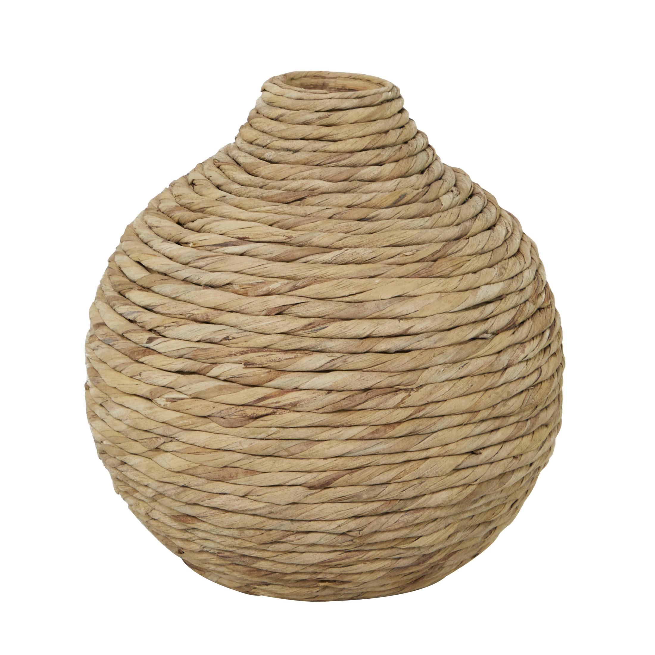 DecMode 14" Handmade Woven Brown Seagrass Vase