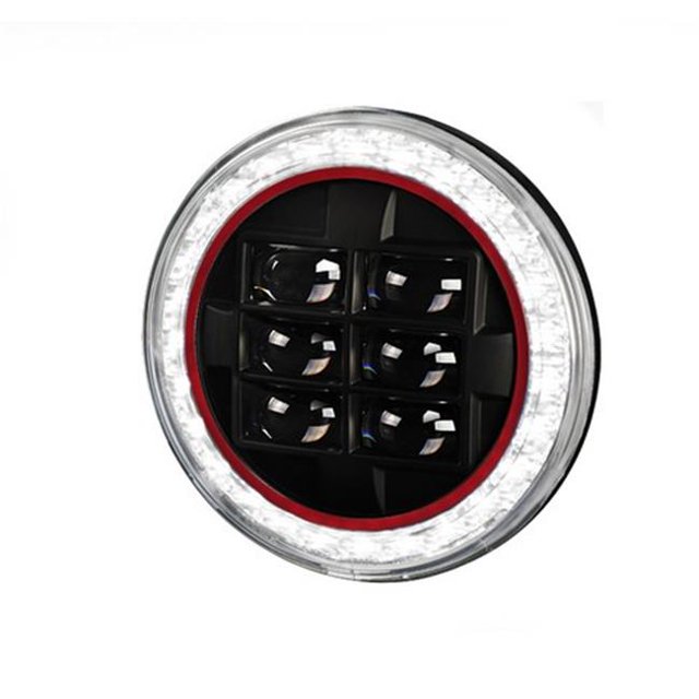 Spec-D Tuning LHP-7RNDJM-H-RD-RS Phare de Projecteur de Halo Rond de 7 Po pour Tous&44; Noir & Rouge