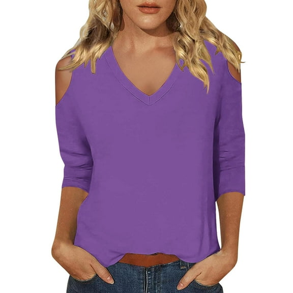 yunLCZ Womens Long Sleeve Shirts 3/4 Length Sleeve Womens Tops 2025 Spring Neck Casual Print Tunic T Shirts Three Quarter Length Womens Tops Spring Summer Outfits 4558