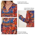 thumbnail image 4 of Vestido con cuello en V Rayón Suave Manga larga de linterna Estampado floral Vestido suelto casual para mujer Rojo M, 4 of 5