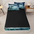 thumbnail image 4 of Metsweet Marine Dragon Zipper Twin Comforter Sets with Fitted Sheet and 2 Pillowcases, Japanese Style Zipper Bedding Set, Teal Gray White,4-Piece,Black Reversible, 4 of 6