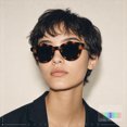 thumbnail image 4 of SA106 Geometric Round Polarized Sunglasses Retro Hipster UV400 TAC Lens / Tortoise Frame - Black Lens, 4 of 8