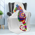 thumbnail image 4 of Animal Soft Flannel Fleece Throw Blanket, Graphic of Funny Several Colored Seahorse Fauna Bony Fish Retro Maritime Object, Cozy Plush for Indoor and Outdoor Use, 50" x 70", Multicolor, by Ambesonne, 4 of 5
