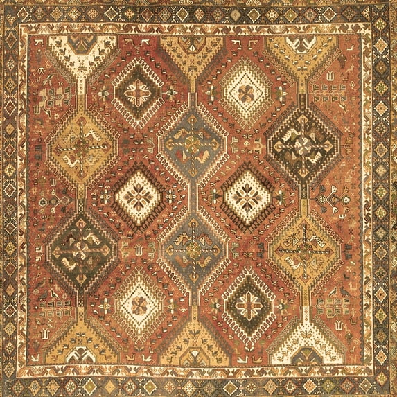 Ahgly Company Indoor Square Persian Brown Traditional Area Rugs, 4' Square