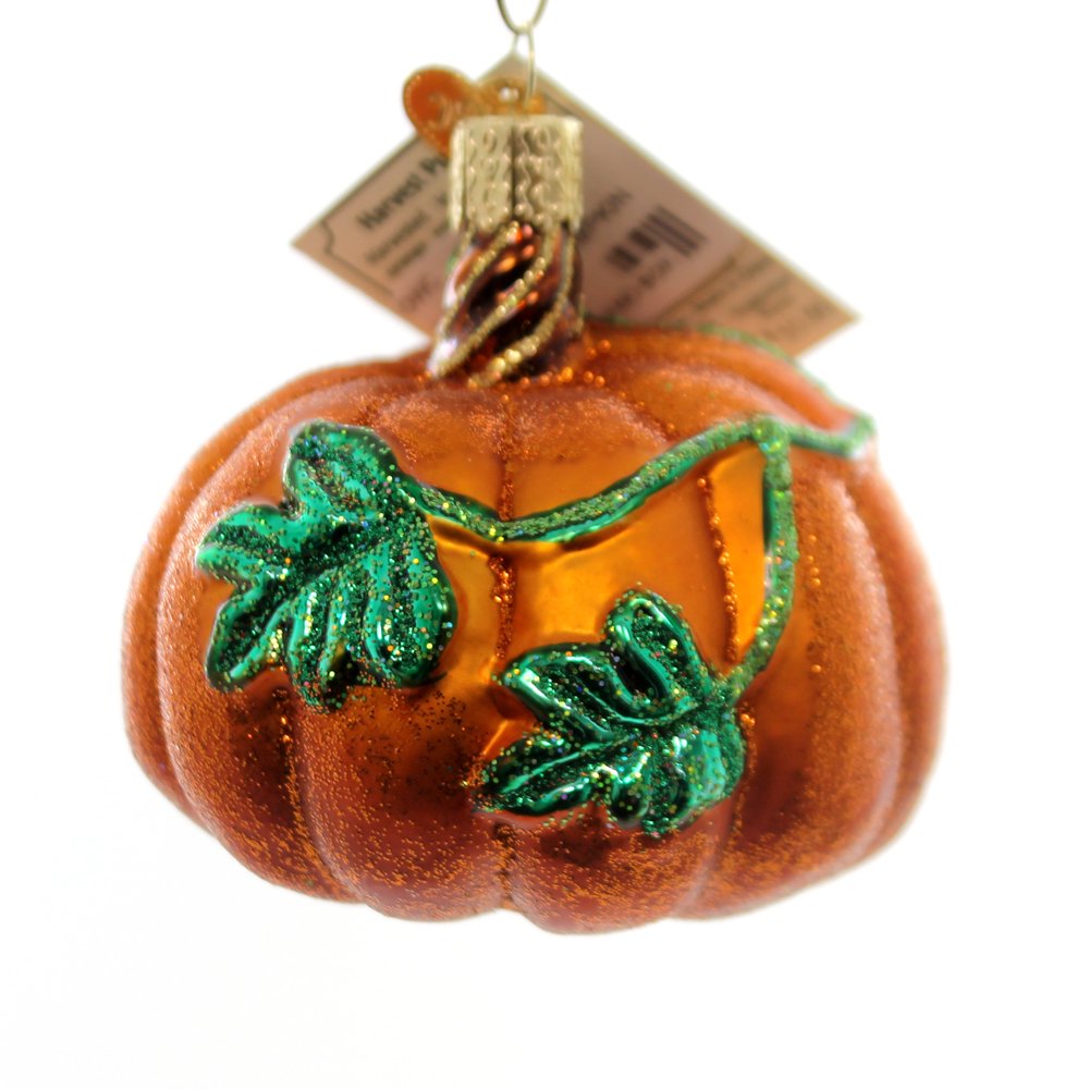 Old World Christmas HARVEST PUMPKIN Glass Ornament Fall Halloween 28079