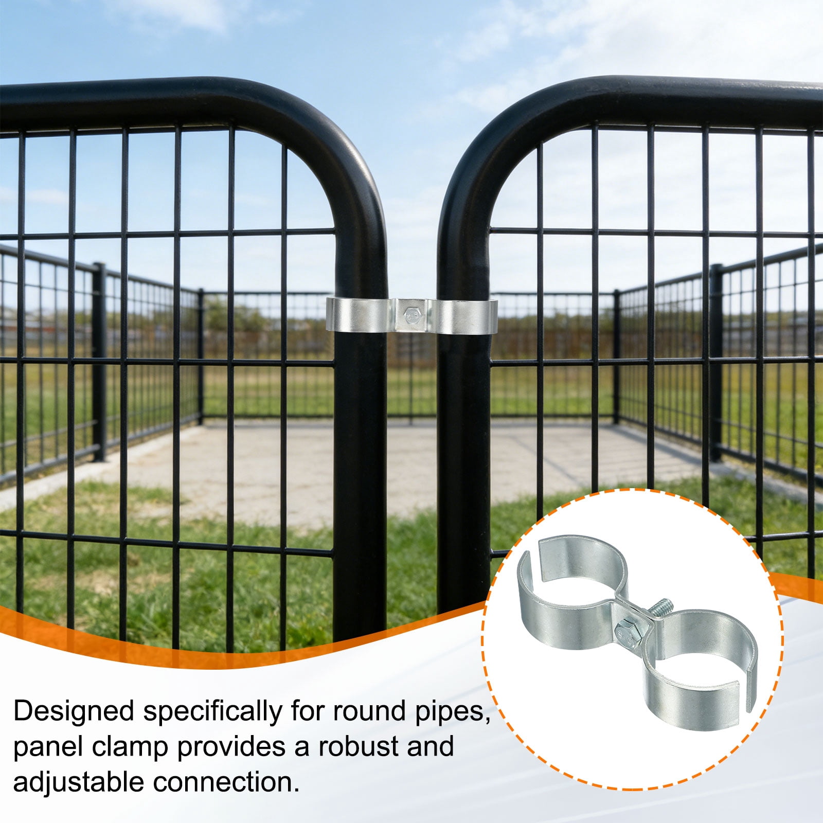 Uxcell 12pcs Chain Link Fence Panel Clamps 1" Galvanized Dog Kennel Clamps Fence Connector Temporary Dog Cage Hardware Parts with Bolts and Nuts for Round Pipe Panel Frame Cage