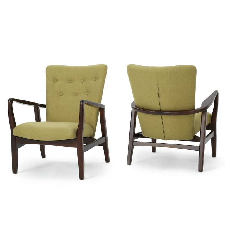 Noble House Brenner Wasabi Fabric Arm Chair Set of 2