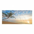 thumbnail image 1 of Hawaii Gym Towel, Calm Landscape Photo of Exotic Palm Trees on Sandy Beach Steady Sea Cumulus Clouds, One-Sided Quick Dry Microfiber for Beach Fitness & Swimming, 60" x 30", Multicolor, by Ambesonne, 1 of 2